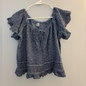 Surf Gypsy Blue Eyelet Blouse